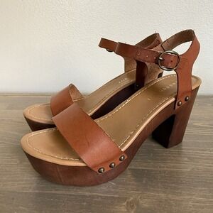 Madden‎ Girl Womens 8.5 Brown Lifft Strappy Platform Heel Sandals Buckle